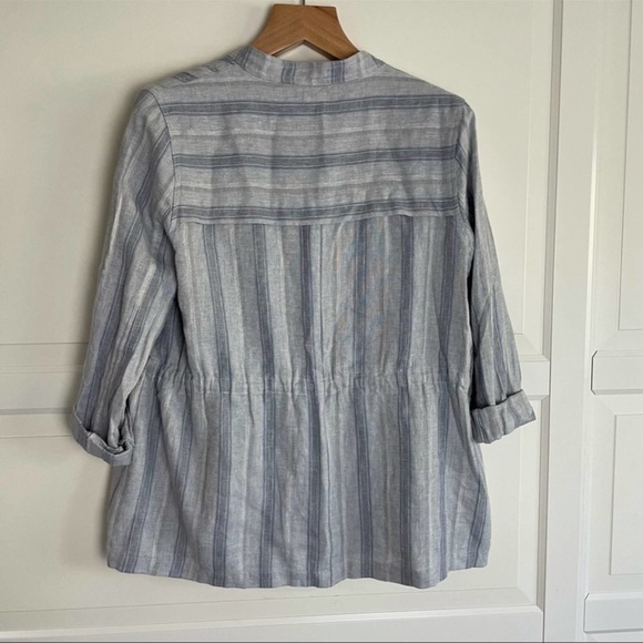 Thread Essentials Soft Lightweight Stripe Linen Jacket M Blue White 9730 - Picture 6 of 10